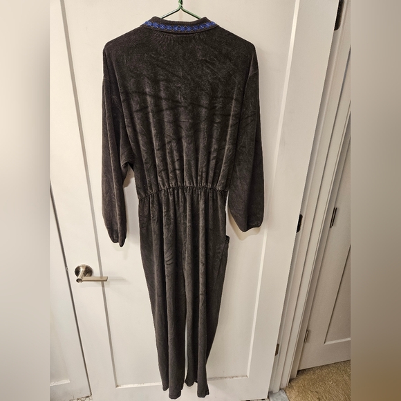 Vintage - 80's IDEAS Velour Black Jumpsuit Romper - Size L - Picture 4 of 9